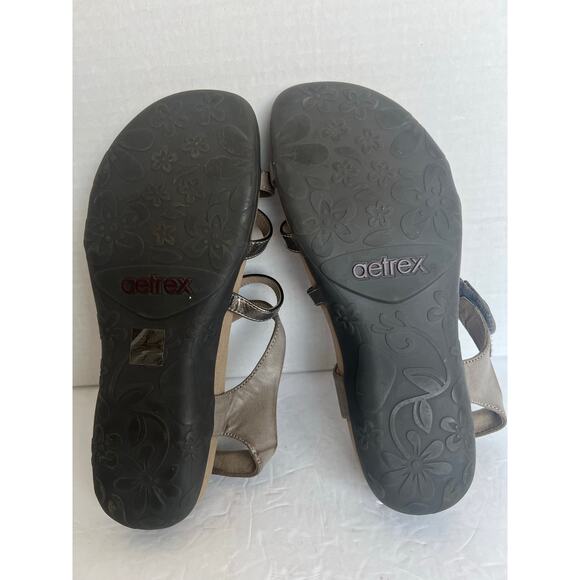 AETREX JESS Smoke Brown Adjustable Quarter Strappy Orthopedic Comfort Sandals 10 - Picture 10 of 11